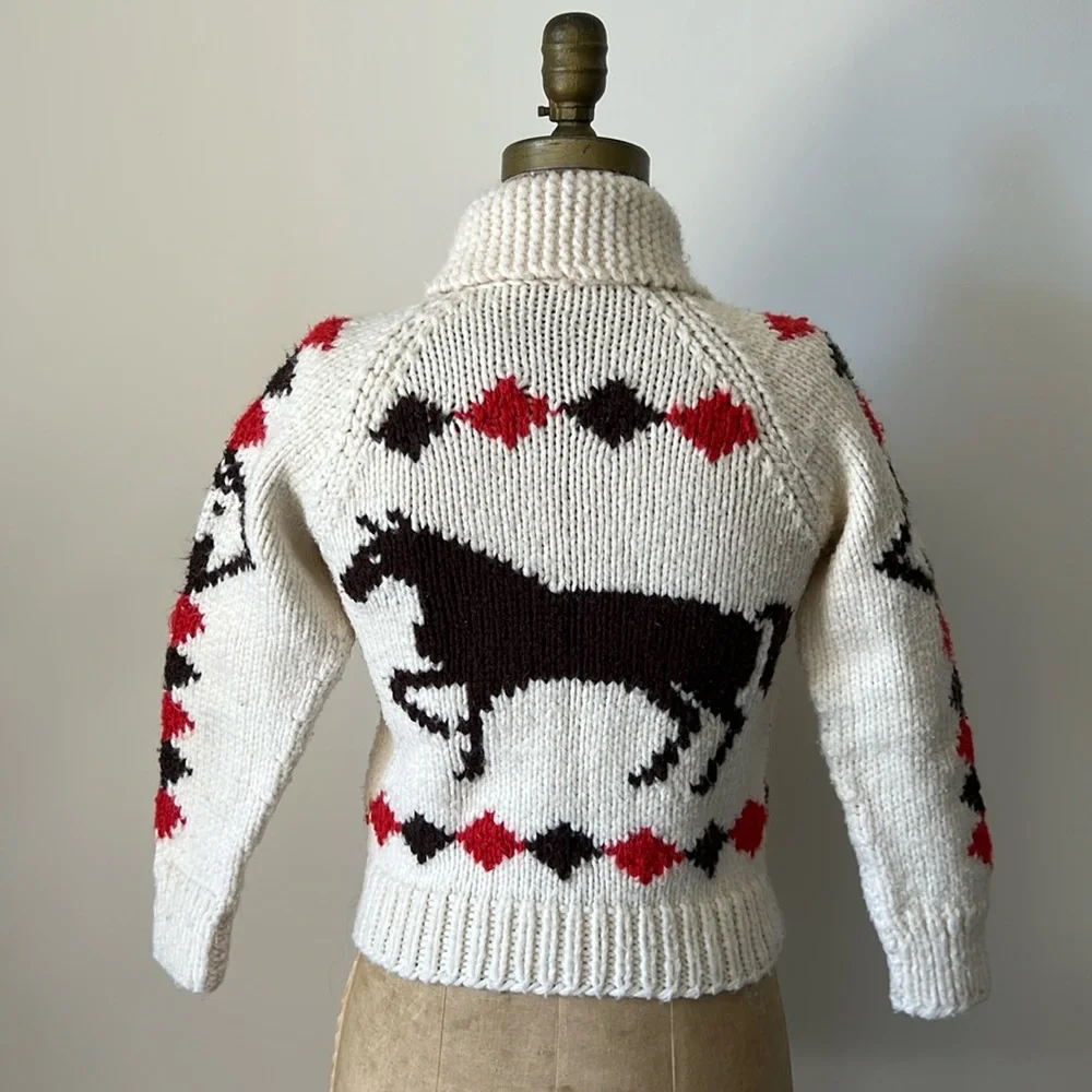 1950’s Vintage Handmade Cowichan Horse Sweater - Picture 15 of 17